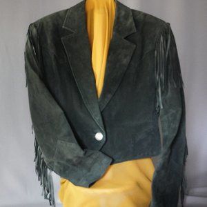 Vintage Sueded Fringe Crop Jacket